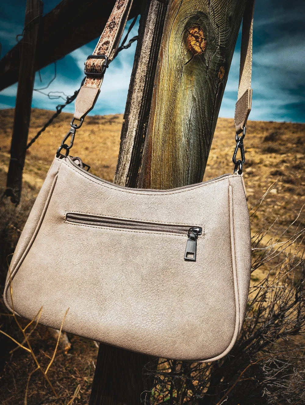Aphison Beige Leather Shoulder Bag Boho Strap Crossbody Purse Neutral Minimalist